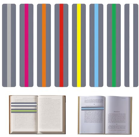 ZILZUFA 8 Règle de Lecture pour Enfants, Bandes de Lecture Guidée et Marque-Page pour Dyslexie, Ligne de Lecture 8 Couleurs, Outils Pédagogiques pour Professeurs, Élèves et Débutants