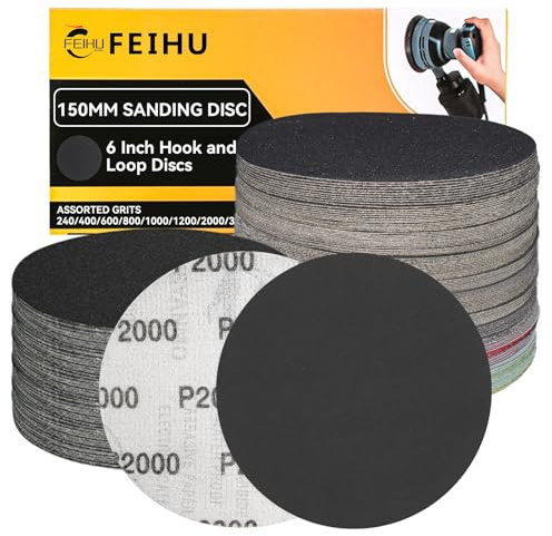 FEIHU 30 Stück Schleifpapier 150mm klett 2000körnung für Exzenterschleifer | Schleifscheiben klett für Holz Metall und Farbe