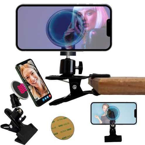 TronicXL Klemmstativ Magnetische Handy Halterung I Klemmhalterung Handyhalterung mit Magnet kompatibel mit Apple Magsafe Samsung Google Xiaomi Smartphone magnetisch Klemme Tischklemme Tisch Outdoor