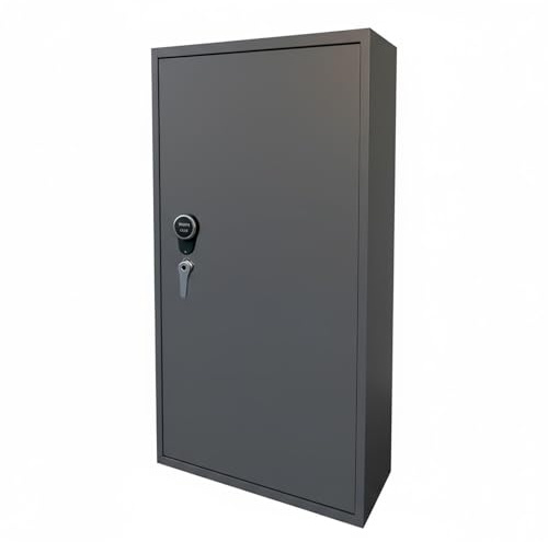 Armadio Portafucili Armi Blindato Fuciliera in Acciaio con Serratura Digitale e Chiave, Tesoretto, Tasca Porta Oggetti, Cassaforte Sicura Florida 148 x 40 x 28 Cm (Grigio Scuro, 10 Posti)