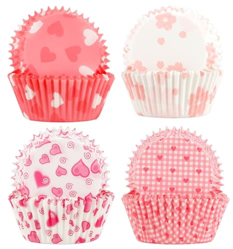 Caissette Muffins Papier,Saint-Valentin Caissettes Cupcake,100 Pièces Mini-formes à muffins et cupcakes,pour Mariage Saint-valentin Fête Prénuptiale, Moules à Pâtisserie Cupcake Pâtisserie