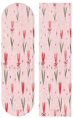 Mnsruu Skateboard-Griptape mit pinkem Tulpenmuster, Longboards, rutschfestes Roller-Griptape, Sandpapier-Aufkleber, 22,9 x 83,8 cm