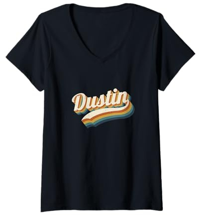 Femme Vintage Dustin Personnalisé Nom Dustin T-Shirt avec Col en V