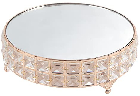 Alzata per torta in cristallo Elegante espositore a specchio dorato per decorazioni da tavola per dessert, cupcake, ferro, vetro, oro (Rotondo 2,6 pollici)