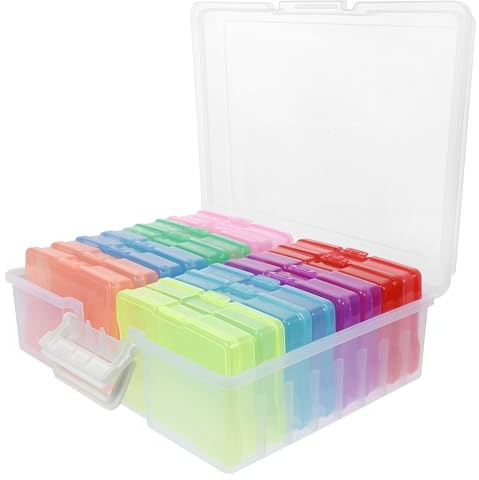 AUTSUPPL Caja Grande para Fotos 4x6 Pulgadas, Organizador Plástico sin Ácido, Cierre Seguro y Transporte Cómodo, Estuche para Manualidades y Almacenamiento en Hogar y Oficina