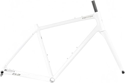 Cadre De Vélo Gravel 700C Tailles 45/48/51/54 Cm avec Fourche en Carbone, Axe Traversant 12 X 100 Mm Ou 12 X 142 Mm, Freins À Disque, Cadre De Vélo De Route en Alliage D'aluminium White,48MM