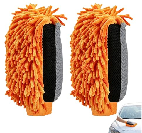 Veruydita Gants de Lavage de Voiture en Microfibre – 2 Gants de Lavage de Voiture éponge Souples, résistants aux Rayures et sans Traces, Parfaits pour Le Lavage de Voiture, Le séchage