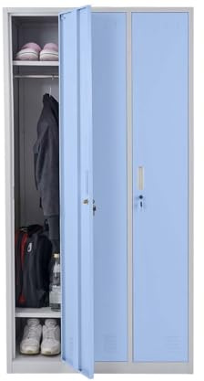 Mendler Schließfach Boston T829 Metall 3 Fächer - blau | Schließfachschrank, Wertfachschrank, Spind