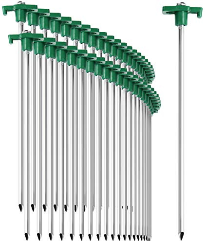 com-four® 48x Zelt-Heringe aus Stahl 250mm x Ø 7mm - Lange und robuste Erdnägel mit Halterung aus Kunststoff - Felsboden-Hering für Camping und Outdoor - ideal für normalen und harten Boden