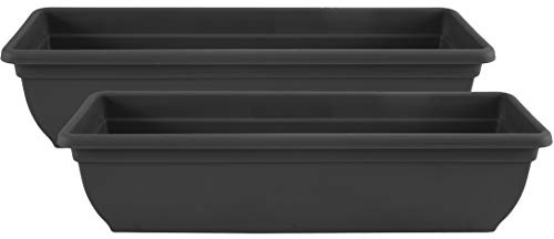 Muddy Hands Pack of 2 – 60cm Long Black Trough Planters | Large Plastic Window Box Plant Pots | Outdoor Garden, Balcony, Patio & Herb Flower Containers