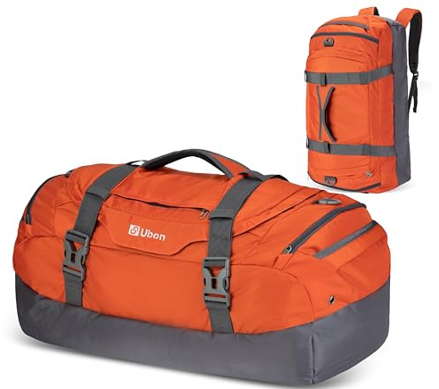 Ubon Faltbare Reisetasche Wasserdicht Große Sporttasche mit Fach Orange 55L