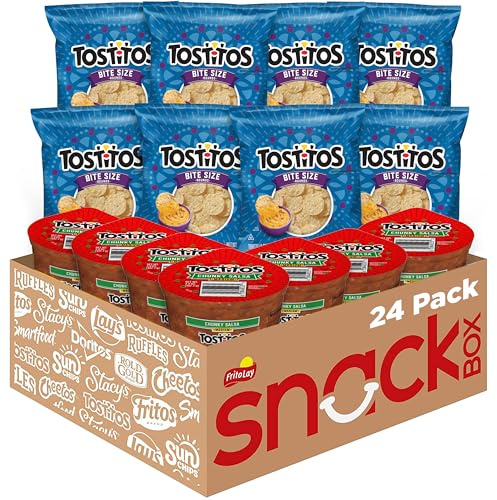 Frito Lay Tostitos Bitesize - Paquete variado de chips y salsa, paquete variado, paquete de 24 unidades