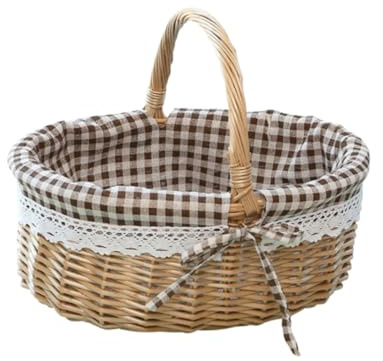Cabilock Cesto Intrecciato Per Picnic Contenitore Per Alimenti in Fibra Naturale Cestino Per Frutta e Verdura Scatola Per Snack e Pane Per Portare Cibo All'aperto