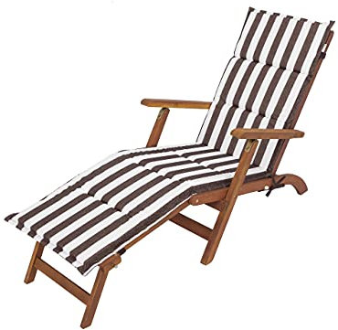 HOBBYGARDEN Sonnenliege & Liegestuhl Auflage – Outdoor Kissen für Gartenliege & Gartenmöbel | Komfort-Polster für Garten & Terrasse | 182x42x4 cm, Braun mit Streifen