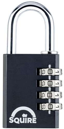 Squire Combination Small Padlock (Locker Lock Combi 40) - Tough Steel Shackle - 4 Wheel Combination Padlock – for Travel or for Home, Shed, Garage, Gym Locker & Luggage (Black, 40 mm)