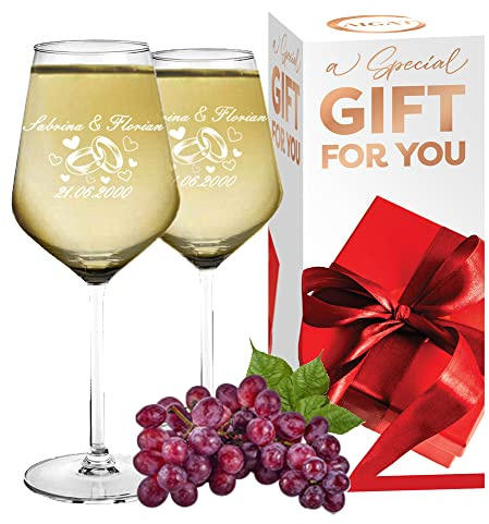 AIGAT 2Pcs Verres à Vin Personnalisé 370ML| Cadeau de Meilleur Ami | Verres à Vin Blanc Personnalisé Durable | Cadeau Personnalisé Pour Toute Occasion