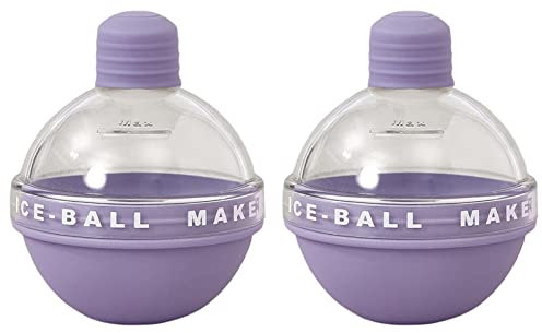 Reheyre 2Pcs Ice Cube Tray, Ice Cube Mould Reusable DIY Craft Ice Maker to Keep Drinks Chilledm, Light Bulb Shape Ice Ball Maker Large Ice Tray for Whiskey and Cocktails Purple
