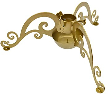 MORIA DESIGN Weihnachtsbaumständer aus Metall - Maße 59×69×26 cm, Pulverbeschichtet in Gold, inkl. Wasserbehälter - Christbaumständer für lebende Bäume