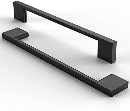 Furniware 5 stycken möbelhandtag/skåphandtag, kökshandtag, svarta lådhandtag, 160 mm lochkavstånd – Matt Svart, borstad rostfritt stål