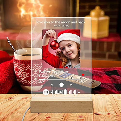 Placa de Spotify con canción de acrílico cristal personalizada con luz nocturna para niños nieto familia vacaciones Navidad Acción Gracias independencia día Pascua regalos cumpleaños