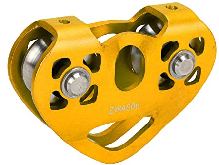 Keenso Double Climbing Zipline Pulley Heart Shaped Aerial Transport Ropeway Pulley für Scenic Cableway (Gold) Werkzeuge für Bergsteiger