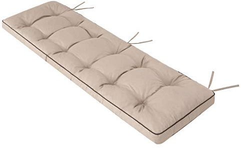 Bankauflage für Gartenbank, Polsterauflage, Sitzkissen, Bankkissen, Bankpolster mit 8 cm Dicke Polsterung, Auflage für Bänke, Made in EU - 120x50 cm - beige