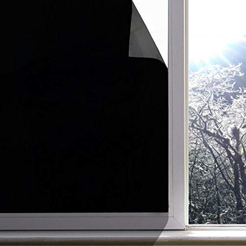 Blackout Opaco Adesivo per Finestra Static Cling 100% Blocco Luce PVC Smerigliato Scuro Tinta Pellicola Protezione Privacy Copertura Finestra-90x500cm