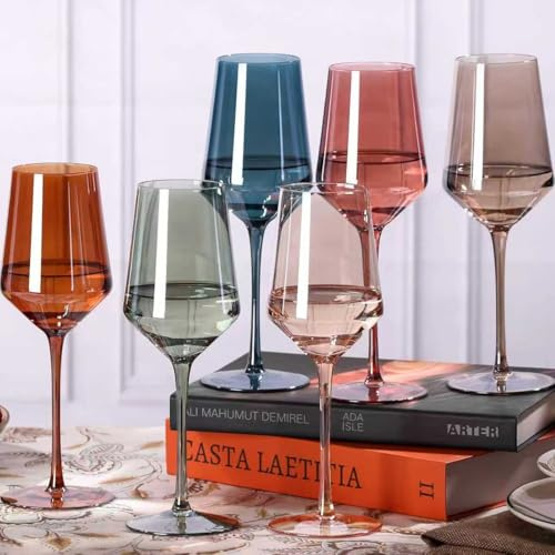 comfit Farbige Weingläser, 170 ml, mundgeblasen, bleifrei, Kristall, Geburtstag, Hochzeit, Einweihungsfeier, Weihnachtsgeschenk für Weinliebhaber, Frauen, Mutter, Ehefrau, Freundin, Schwester, Tochter