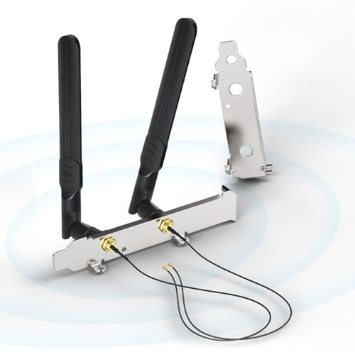 Bingfu Antenna WiFi Bibanda 2,4 GHz 5,8 GHz 8dBi RP-SMA Maschio + Cavo da Prise Micro Coaxiale 0.25mm + Copertura Slot PCI per Scheda di Rete Wireless Intel M.2 NGFF Router Adattatore WiFi Laptop PC