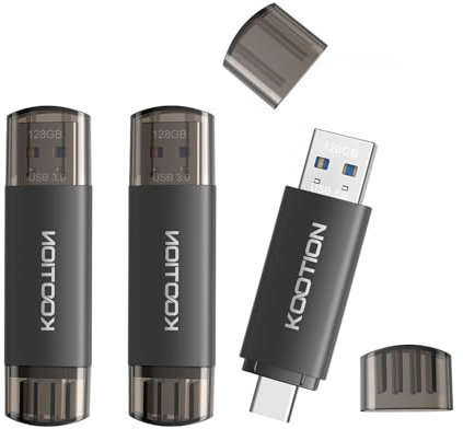 KOOTION Chiavetta USB Tipo C 128 GB 3 Pezzi OTG 2 in 1 Chiavetta USB C Nero Pendrive C 128GB Piccolo e Leggero Set Pennetta 128GB Per Android/Window/PC/MacBook, ect