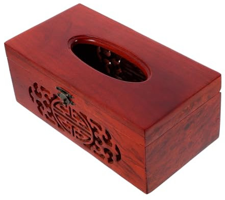Hoement Holz Taschentuchbox Aus Hartholz Vintage Taschentuchspender Für Büro Wohnraum Mit Klappdeckel Großer Rechteckiger Serviettenhalter