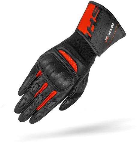 SHIMA STX Guanti Moto Estivi Donna Pelle Lungo Ventilato Perforato Omologati Guanto per Motocicletta Touchscreen Ventilata Protettore Rinforzato Abbigliamento Racing (Donne, Rosso, XL)