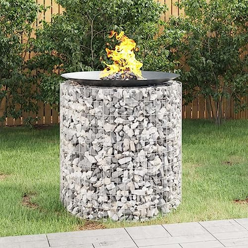 Foyer en Gabion Ø 100 cm Fer galvanisé,Maison & Jardin,Cheminées,16.5 kg,Argent,153561