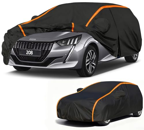 Copertura auto per Peugeot 208 Telo copriauto da esterno,copertura completa per auto antipioggia,antigraffio e antineve con cerniere per porte