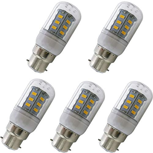 Aoxdi 5 Stück LED Leuchtmittel Lampe mit B22d Sockel 4W, Warmweiß, | 24 SMD 5730 LED Lampen Ersatz für 40W-Glühbirne, AC220-240V