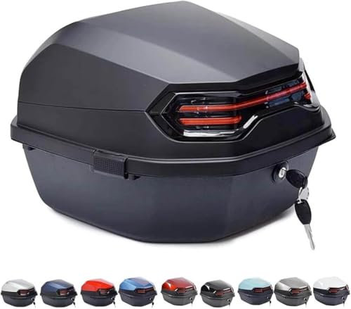 Generisch Matt Black, Universal Motorradkoffer Für 2 Helm,35L Motorrad Heckkasten,ABS Kunststoff Top-Cases Wasserdicht,Mit Doppelschnalle,Für Motorroller, Motorräder,Mopeds