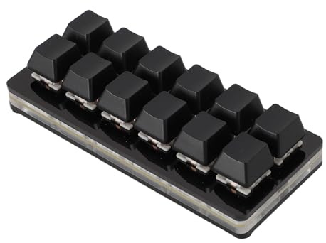 GOWENIC One Handed Macro Keyboard, 12 Keys Programmable Keypad, Mechanical Red Switch, RGB LED, USB, Black