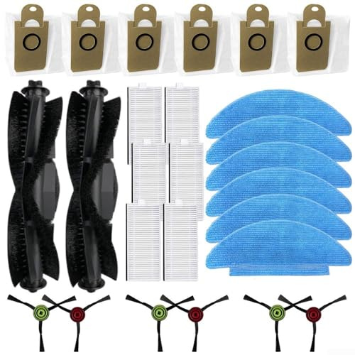 Donkivvy 26 Pcs Replacement Parts Accessories Fits for Honiture Q6-SE Robot Vacuum Cleaner, Include 2 Main Brush, 6 Mop Cloths, 6 Bags, 6 HEPA, 6 Side Brushes