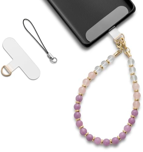 MORSUNBELA Bracelet Telephone Chain Mobile Phone Chain, Telephone Pendant Beads, Phones Wrist Strap, Bracelet Strap Lanyard for Phones Keys Bags - Purple Jade