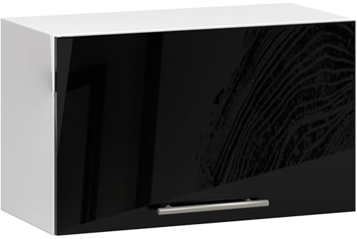 AKORD Mueble de Cocina Colgante para Campana | Mueble de Cocina | Modular OLIWIA W60 | Espacioso | Resistente | Adecuado para Cualquier diseño | como Parte de un Conjunto | Blanco | Negro Brillante