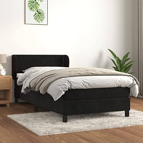 qohoio Boxspringbett mit Matratze Betten Mit Matratze Schlafzimmer Bett Boxspringbett Mit Matratze Schwarz 90x200 cm Samt - 3127411