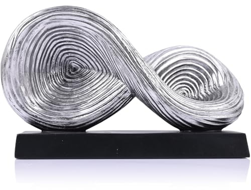 QIANLING Abstrakte Kunst-Skulptur, Unendlichkeitssymbol-Skulptur, abstrakte dekorative Statue, silberner Knoten für Heimakzente, Dekoration, moderne Dekoration für Couchtisch, Eingang, Wohnzimmer