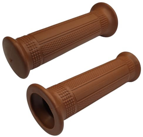 cyclingcolors Poignée Moto 22mm (7/8) 24mm (1) Caoutchouc Anti-dérapant Universel fermée Scooter cyclomoteur Vintage (Marron)