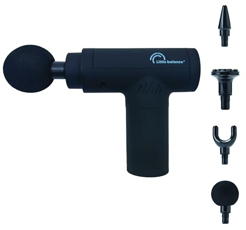 Pistola de masaje – LITTLE BALANCE – Sport Relax – 6 velocidades – 4 cabezas – Negro