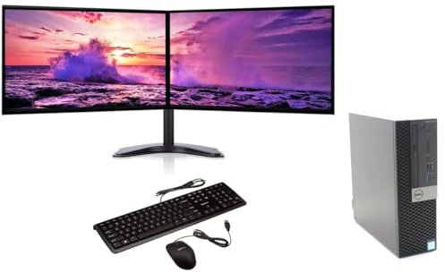 COMPUCLEAR Complete set Dual 23 inch IPS Monitors & OptiPlex 5040 Core i5-16GB RAM - 256GB SSD - WiFi - Windows 11 Pro 64-Bit Desktop PC Computer Keyboard and Mouse Speakers (Renewed)