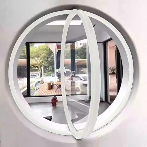 TWHZSAI Finestra Rotonda Girevole in Lega di Alluminio, Finestra a oblò in Vetro temperato con Maniglia, Finestra a Battente per Cucina e Arredamento per la casa, Bianco 3,65 cm/25,5 Pollici