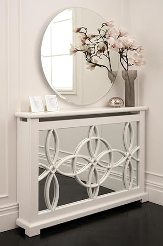 MY Furniture Etienne Standard Mirrored Radiator Cover – Luxury Bevelled Glass Heating Cabinet for Living Rooms, Bedrooms, Hallways or Entryways – Fully Assembled Design