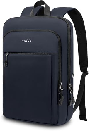 MOSISO 15,6 Pollici Zaino per Laptop da Uomo, Sottile, Leggero e Compatto, per Universita, Lavoro, Ufficio, Viaggi, Borsa Impermeabile per Laptop, Zaino Casual con Tracolla, Navy Blu