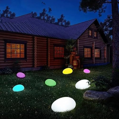 Luz solar de guijarros, iluminación solar led impermeable Lámpara de piedra Lámpara de tierra Lámpara de pared al aire libre para el camino del patio del paisaje al aire libre (Luz blanca, 1 Pack)
