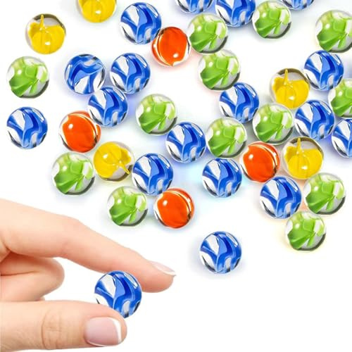 HSYTEK 80 palline di vetro per bambini, 14 mm, colorate in vetro, per bambini, decorazione per la casa, piante, decorazione